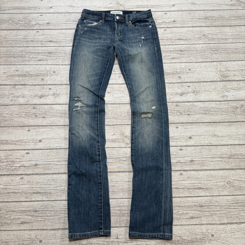 Henry & Belle Jeans Women's 25 Blue Lila Straight Leg Low Rise Medium Wash Denim